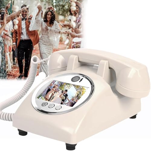 RayGenius Video- und Audio-Gästebuch, 1080P-Video-Gästebuch für die Hochzeit, 32G-64G-SD-Karte, individuelles Video-Audio-Gästebuch mit Objektivaufzeichnung,Beige von RayGenius