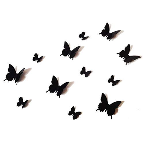 RayLineDo Schmetterling-Wandaufkleber in 3D Schmetterlinge schwarz Wandtattoo, PVC, Motiv: Schmetterlinge, für Home Decor von RayLineDo