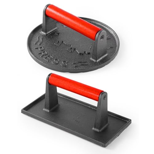 RayLove 2er-Burgerpresse, Burger Smasher, Hamburgerpresse mit Antihaft, Rund und Rechteckig Große Burger Pattie Presse,Zum Pressen von Steaks,Burgern, Würstchen (7 Zoll + 8.5 * 4.3 Zoll) von RayLove