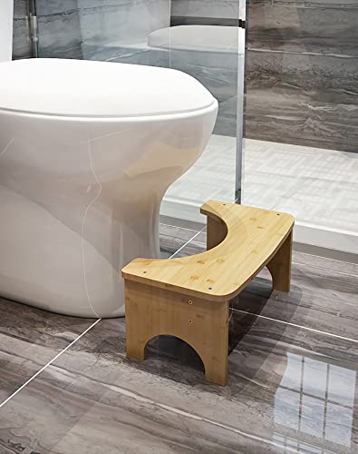RayLove Physiologischer Toilettenhocker aus Bambus – WC-Trittbrett aus Holz – 35 Grad strapazierfähiger C-förmiger Hocker(Natürlich) von RayLove