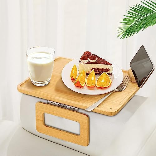 Sofatablett Faltbar Sofa Tablett Armlehnenablage Sofa Armlehnen Tablett aus Holz Couch Ablage Couch Arm Tisch Beistelltisch für Snacks Kaffee Elektronik Getränke von RayLove