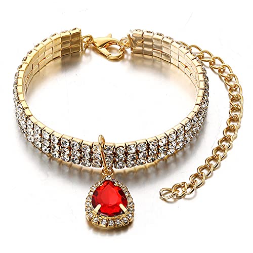 RayMinsino Hundehalsband, goldfarben mit Diamanten, glänzend, verstellbar, Kristall, Hochzeit, Katze, Hund, kleine und mittelgroße Haustiere, glitzernde Dekoration RayMinsino Hundehalsband, goldfarben mit Diamanten, glänzend, verstellbar, Kristall, Hochzeit, Katze, Hund, kleine und mittelgroße Haustiere, glitzernde Dekoration von RayMinsino