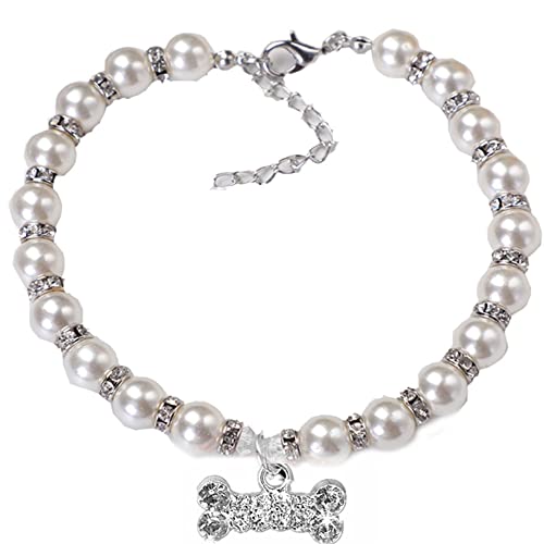 RayMinsino Pet Perlenkette Verstellbarer diamantbesetzter Hundeknochenanhänger Hundeschmuckhalsband RayMinsino Pet Perlenkette Verstellbarer diamantbesetzter Hundeknochenanhänger Hundeschmuckhalsband von RayMinsino