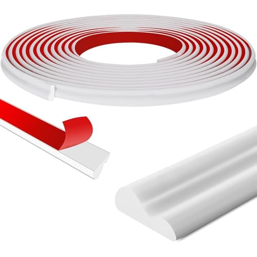 3.0 m Peel and Stick Wall Moulding Panels - Selbstklebende Dado Rail & Panelling Kit für Spiegelrahmen, Stuhlschienen & Wandschutz (3,2 cm breit, weiß) von Rayakt