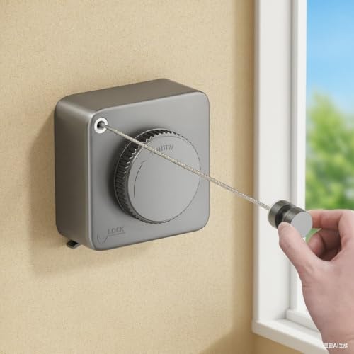 Ausziehbare Wäscheleine für den Innen- und Außenbereich, 4,6 m, robuste Wand-Wäscheleine mit Anti-Beschlag-Design, Edelstahl/PVC-beschichtete Wäscheleine für den Außenbereich, platzsparende von Rayakt