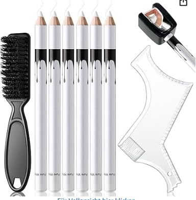 RAYAKT Friseurstift Weiß, Friseurkreide zum Linieren der Haarlinie & Formen des Bartes – Set mit Anspitzer, Lineal & Pinsel, für Männer zur Friseurzeichnung und Konturen RAYAKT Friseurstift Weiß, Friseurkreide zum Linieren der Haarlinie & Formen des Bartes – Set mit Anspitzer, Lineal & Pinsel, für Männer zur Friseurzeichnung und Konturen von Rayakt