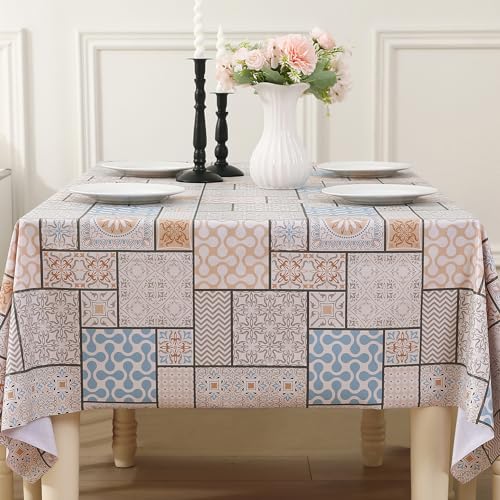 Rayapot PVC Wasserdicht Tischdecke, Rechteckig Kunststoff Abwaschbar Wachstuchtischdecke, Plastik Schmutzabweisend Tischtuch, Geeignet für Esstisch Outdoor - 140x220cm - Deometrische Muster von Rayapot