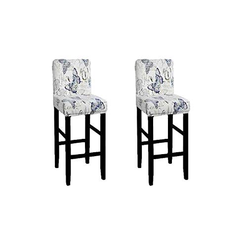 2 x Barhocker-Abdeckungen, Stretch-Thekenhöhe, Seitenstuhl, Schonbezug für Esszimmer, Küche, Café, Möbel, Stuhl (Schmetterling) von Rayauto