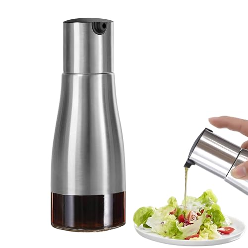 Rayconup Silberne Ölflasche, 320ml Olivenöl und Essigspender Set, Olivenöl Ölflaschen Spender, Essig und Ölflaschen Set mit Edelstahl Glasboden, Öl und Essig Spender für Küche BBQ von Rayconup