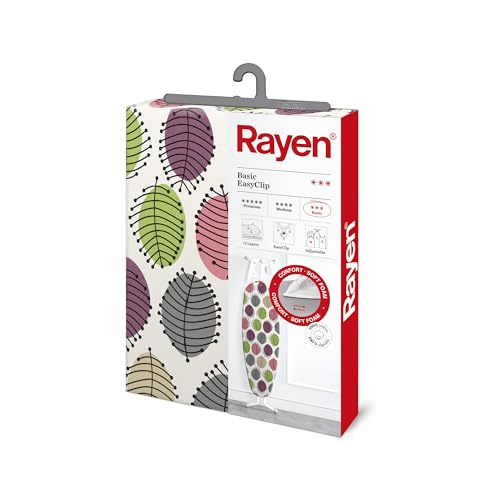 Rayen | Universal-Bügelbrettbezug | Einfache Montage mit EasyClip-System | 2 Schichten: Schaumstoff und 100% bedruckter Baumwollstoff | Basic-Sortiment Rayen | Maßnahmen: 130x47 cm von Rayen