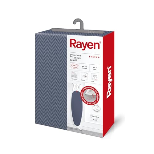 Rayen | Universal Bügelbrettbezug | Elastischer Bügelbrettbezug | 4 Schichten: Schaumstoff, 100% Baumwollgewebe, Titanium-Qualität | Premium XXL Serie | Maße: 150 x 55 cm | Dunkelblau von Rayen