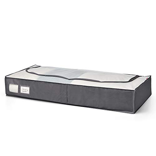 Rayen Aufbewahrungsbox für Bettwäsche, mit Reißverschluss, atmungsaktiv, faltbar, widerstandsfähig, 55 x 65 x 20 cm, Dunkelgrau/lichtdurchlässig, Polyester von Rayen