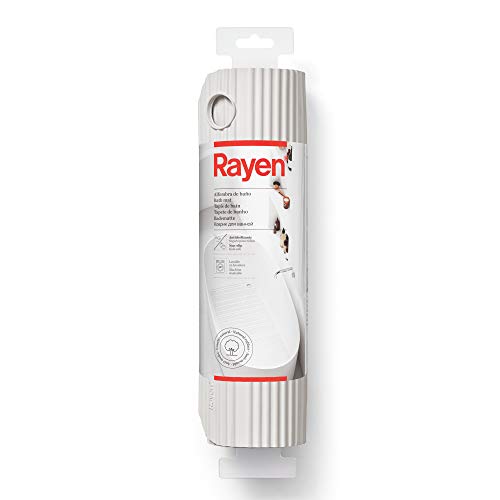 Rayen | Badematte | Rechteckige Dusch- oder Badewannenmatte | Naturkautschuk | Anti-Rutsch | Befestigung mit Hochleistungs-Saugnäpfen | Maße: 86x33 cm | Weiß von Rayen