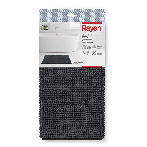 Rayen Badematte | rutschfeste Unterseite | 100% Mikrofasern | ultraweich und multifunktional | 80 x 50 cm | Dunkelgrau von Rayen