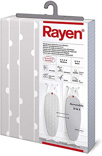 Rayen | Universeller grauer Bügelbezug | 3 Lagen Aluminium, Schaumstoff & 100% Baumwolle | Reversibel | Sondersortiment | Maße: 51x127 cm | Farbe: Grau mit Streifen von Rayen