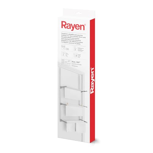 Rayen | Faltbarer Wäscheständer für Türen und Wände | XXL Stäbe | 8 m Trockenfläche | Multifunktional | Weiß und Grau | 62,5 x 32,7 x 124 cm von Rayen