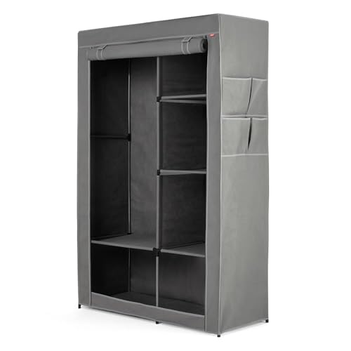 Rayen | Kleiderschrank mit Einlegeböden | einfache Montage | atmungsaktiv | 6 Einlegeböden, 4 Seitentaschen und 1 Kleiderstange | Maße: 105 x 45 x 161 cm von Rayen