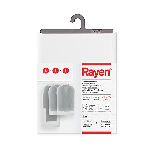 Rayen Kleiderschrankabdeckung | Set von 3 transluzenten Taschen zur Aufbewahrung von Anti-Staub Kleiderschutz |, Peva, 60x135, 60x100, 60x150 cm von Rayen