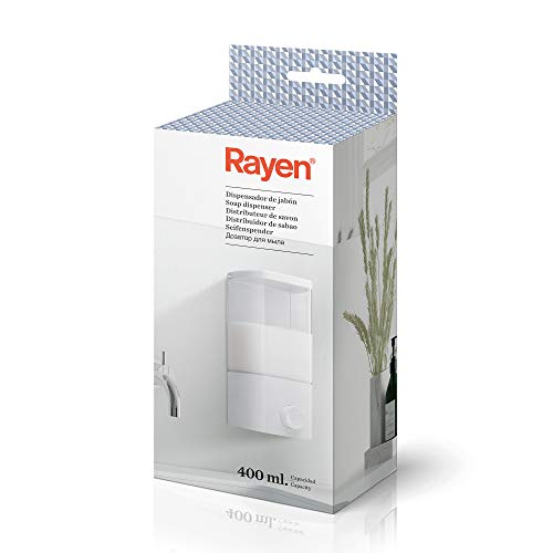 Rayen Seifenspender, weiß, Maße: 9 x 8 x 18,8 cm Dispensador de jabón 1 compartimento Blanco. Medidas · 9 x 8 x 18.5 cm, Silikon, White von Rayen