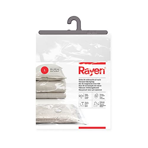 Rayen - Vakuumbeutel für Kleidung, Aufbewahrungstasche für Vakuumwäsche, Größe L 80 x 100 cm, transparent von Rayen