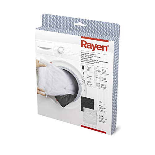 Rayen | Wasch- und Trocknerbeutel | Schützen Sie Ihre Kleidung | Reißverschluss | Mit Sicherheitsschloss | Schwarz & Weiß | Maße: 50x40 cm | Enthält 2 Waschmaschinentaschen von Rayen