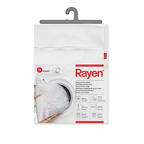 Rayen | Waschmaschine & Trockner | Wäschehülle mit Reißverschluss | Wiederverwendbarer schützender Wäschesack | Größe M | 1 Einheit, Weiß | Maße: 50 x 70 cm von Rayen