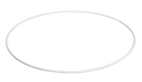 RAYHER HOBBY Rayher 2505900 Metallring, weiß beschichtet, 12 cm ø, Stärke ca. 3 mm, Drahtring zum Basteln, für Wickeltechnik, Traumfänger Ring, Makramee Ring, Floristik von Rayher