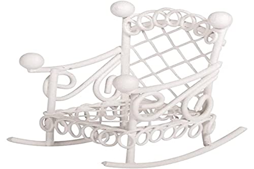 Rayher Hobby Rayher Mini-Schaukelstuhl, 2,5 x 4,5 cm, Höhe 4,5 cm, Eisendraht, weiß lackiert, Schaukelstuhl Miniatur, Schaukelstuhl Deko, 46233102 von Rayher