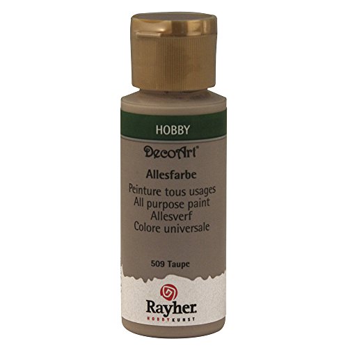 Rayher Acrylfarbe, taupe, Allesfarbe matt, Flasche 59 ml, hochpigmentierte, cremige Allzweckfarbe, sehr gute Deckkraft, lichtecht, farbintensiv, wasserfest, schnell trocknend, 38000509 von Rayher