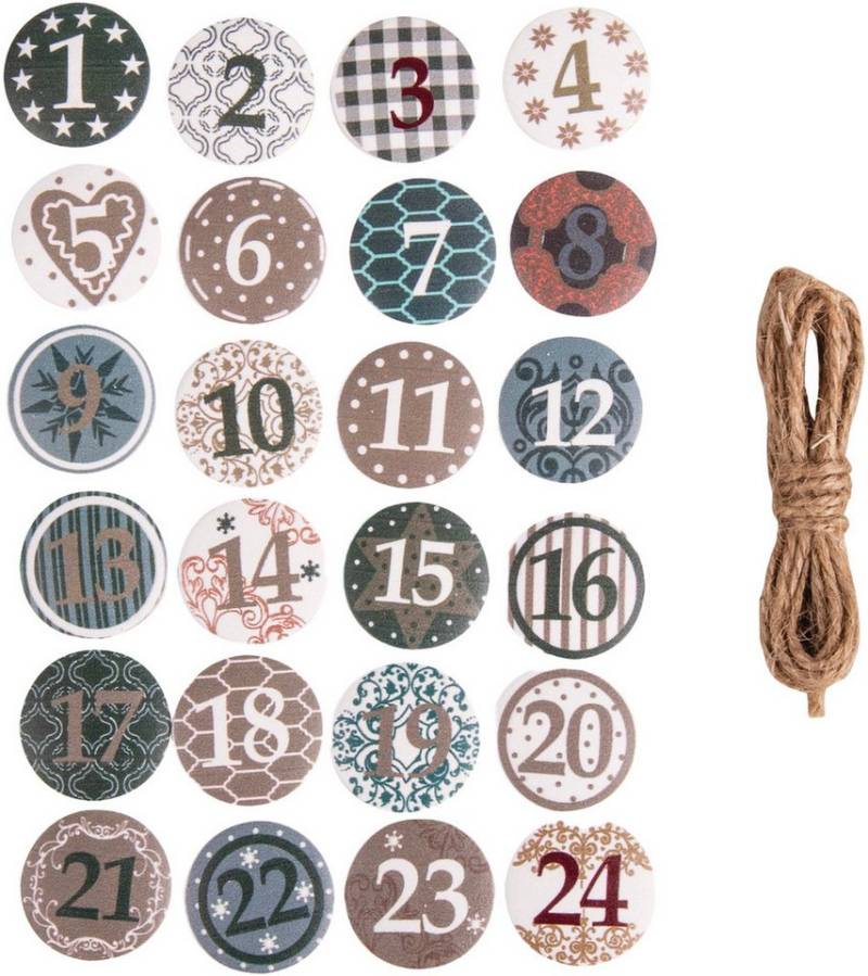 Rayher Hobby Deko-Buchstaben Adventszahlen Buttons Christmas Patterns (25 St), 25 Stück von Rayher Hobby