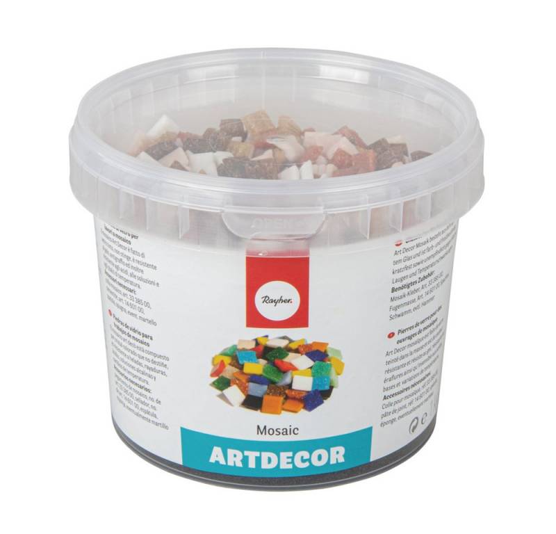 Rayher Hobby Dekoobjekt Glasstein-Mosaikmix, 1 x 1 cm, ca. 1500 Stück, Dose 1 kg, frostbeständig von Rayher Hobby