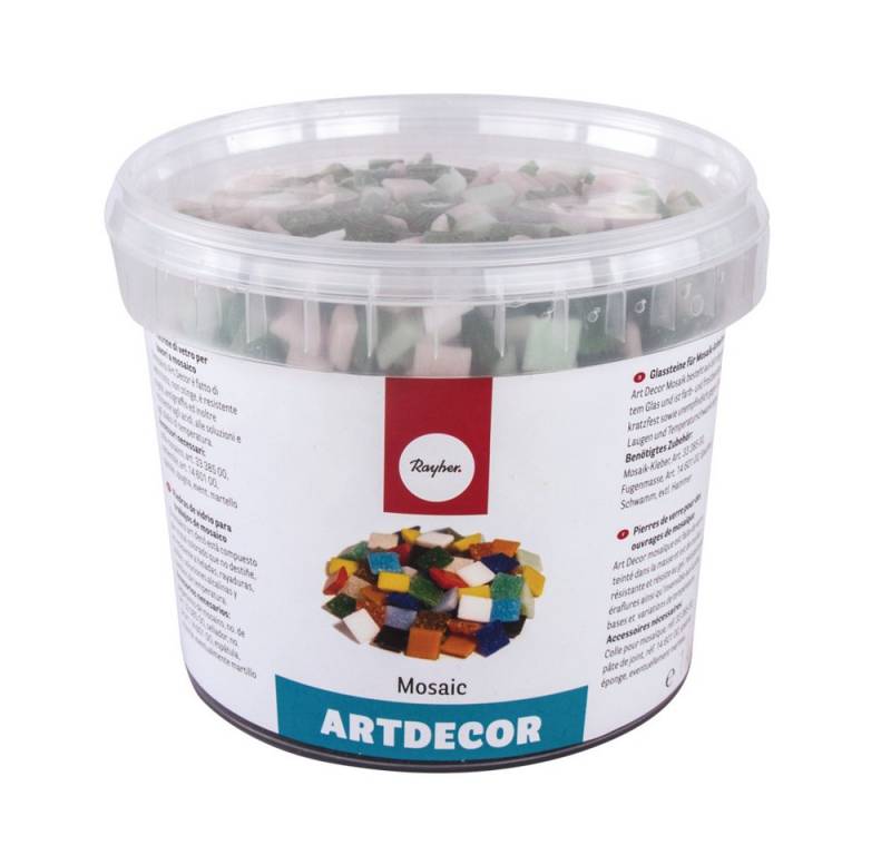 Rayher Hobby Dekoobjekt Glasstein-Mosaikmix, 1 x 1 cm, ca. 1500 Stück, Dose 1 kg, frostbeständig von Rayher Hobby