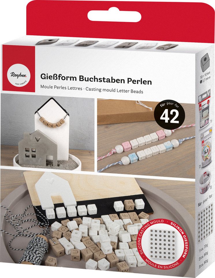 Rayher Hobby Modellierwerkzeug Perlen-Buchstaben und Zahlen, 42 Teile von Rayher Hobby