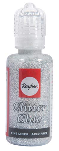 Glitzernder Kleber RAY 33840606 von SG Education, Silber, 20 ml Flasche, Metalloptik von Rayher