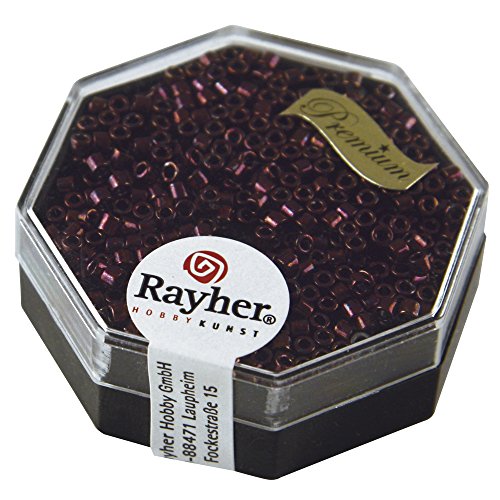 RAYHER 14750291 Delica-Rocailles, 2,2 mm Durchmesser, metallic, bordeaux von Rayher