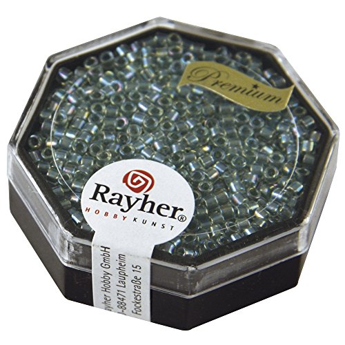 RAYHER 14755825 Delica-Rocailles, 2,2 mm Durchmesser, transparent Rainbow, aquamarin von Rayher