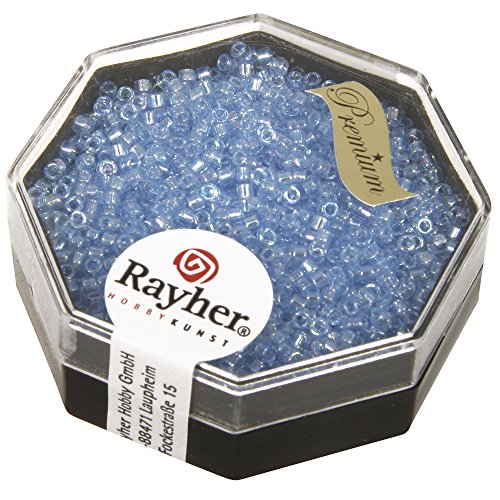 RAYHER 14764825 Delica-Rocailles, 1,6 mm Durchmesser, Dose 8 g, aquamarin von Rayher