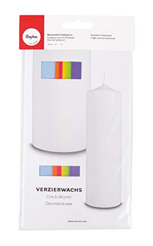 Rayher 31494000 Verzierwachs, Frühlings-Töne, Set 6 Verzierwachsplatten, je 20 x 6,5 cm, Wachs zum Kerzen verzieren, Kerzenwachs, Wachsfolie von Rayher