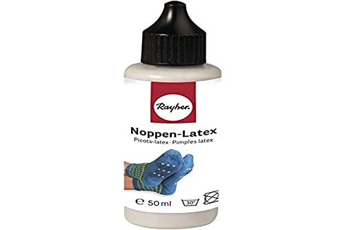 Rayher 38470000 Noppen-Latex, Flasche 50 ml, Farbe grau, rutschfester Latex, zum Auftragen auf Strümpfe, Socken, Hüttenschuhe aus Wolle, Baumwolle, Filz oder Synthetik, Sockenstopper für Kinder von Rayher