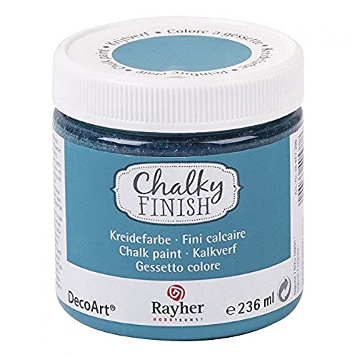 RAYHER HOBBY 38868390 Chalky Finish auf Wasser-Basis, Kreide-Farbe für Shabby-Chic-, Vintage- und Landhaus-Stil-Looks, 236 ml, lagune von Rayher