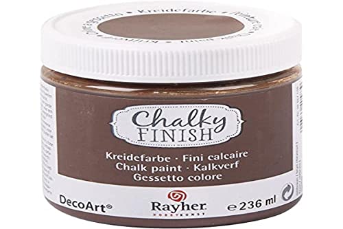 RAYHER HOBBY 38868538 Chalky Finish auf Wasser-Basis, Kreide-Farbe für Shabby-Chic-, Vintage- und Landhaus-Stil-Looks, 236 ml (1er Pack), rehbraun von Rayher