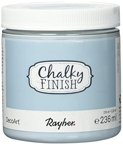 RAYHER HOBBY 38868566 Chalky Finish auf Wasser-Basis, Kreide-Farbe für Shabby-Chic-, Vintage- und Landhaus-Stil-Looks, 236 ml, blaugrau von Rayher