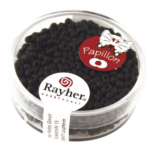 Rayher 1 Dose Papillon-Rocailles; 2x4 mm, matt schwarz von Rayher