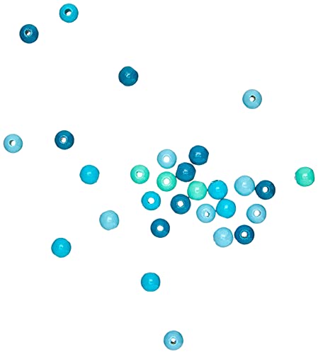 Rayher 12205404 Holz Perlen Mischung, FSC zertifiziert, poliert, 8 mm ø,Türkis-Töne, 84 Stück, Buchenholz, schweiß- und speichelecht, Schmuckperlen von Rayher