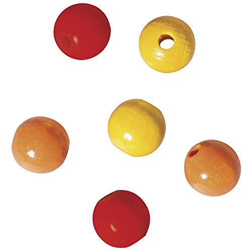 Rayher 12560000 Holz Perlen Mischung FSC 100 %, 12 mm ø, poliert, SB-Btl 32 Stück, orange,rot,gelb von Rayher