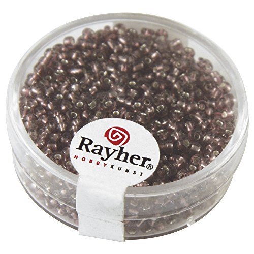 Rayher 1406439 Rocailles, 2 mm ø, mit Silbereinzug, lila von Rayher