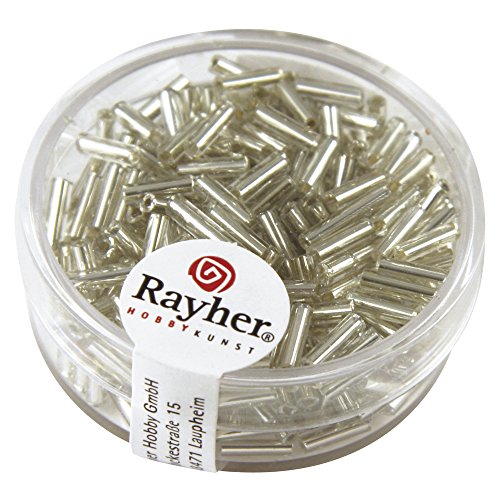 Rayher 1406522 Glasstifte, 7/2 mm, mit Silbereinzug, Dose 15g, silber von Rayher