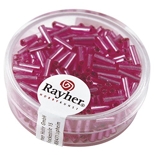 Rayher 1406533 Glasstifte, 7/2 mm, mit Silbereinzug, Dose 15g, pink, nicht waschbar von Rayher
