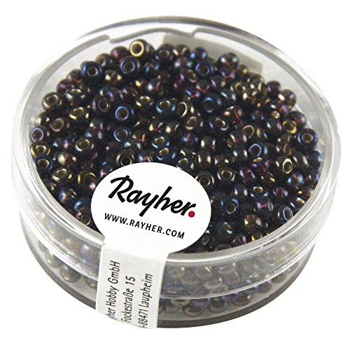 Rayher 14384318 Rocailles m.Silbereinzug+Rainbow, ø2,6mm, purple velvet von Rayher
