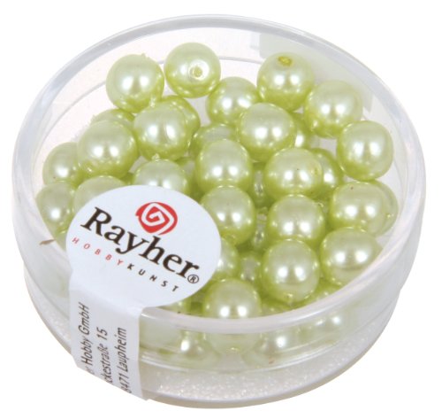 Rayher 14401414 Glaswachsperlen Ø 6 mm, Dose 45 Stück, lindgrün von Pracht
